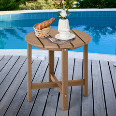 Set of 2 18 Inch Round Weather-Resistant Adirondack Side Tables-Brown