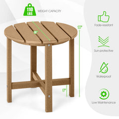 Set of 2 18 Inch Round Weather-Resistant Adirondack Side Tables-Brown