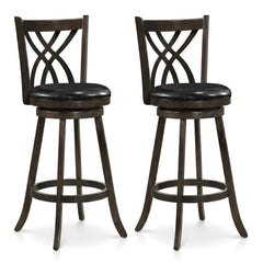 Set of 2 Bar Height Swivel Stools with Hollowed Backs in Grey, 30.5 Inch Seat