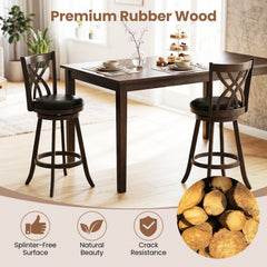 Set of 2 Bar Height Swivel Stools with Hollowed Backs in Grey, 30.5 Inch Seat
