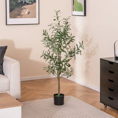4.5 Feet Tall Artificial Olive Tree Fake Potted Trees with Realistic Fruits-Set of 2