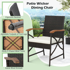 Set of 2/4 Patio Wicker Chairs with Soft Zippered Cushion-Set of 4