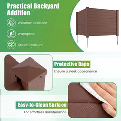 Set of 2 48 x 38 Inch Air Conditioner Fence 2 Panels with Metal Ground Stakes-Brown