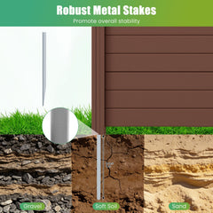 Set of 2 48 x 38 Inch Air Conditioner Fence 2 Panels with Metal Ground Stakes-Brown