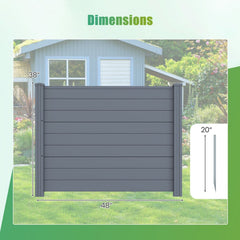 Set of 2 48 x 38 Inch Air Conditioner Fence 2 Panels with Metal Ground Stakes-Gray