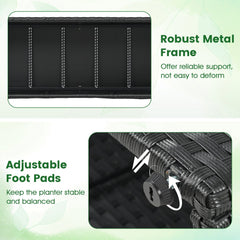 Set of 2 49 Inch Raised Garden Bed with Trellis and Wicker Planter Box-Black