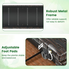 Set of 2 49 Inch Raised Garden Bed with Trellis and Wicker Planter Box-Brown