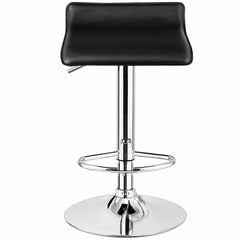 Set of 2 Backless Wave Seat Gas Lift Bar Stools in Black, 26 to 34 Inch Seat