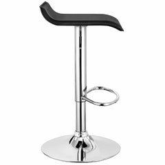 Set of 2 Backless Wave Seat Gas Lift Bar Stools in Black, 26 to 34 Inch Seat
