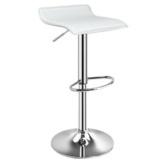 Set of 2 Backless Wave Seat Gas Lift Bar Stools in White, 25 to 33.5 Inch Seat