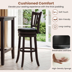 Set of 2 Bar Height Swivel Stools with Cut X Backs and Black Seats, 30 Inch Seat