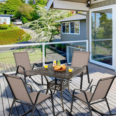 Set of 2 Heavy-Duty Metal Patio Rocking Chair with Breathable Seat Fabric-Brown