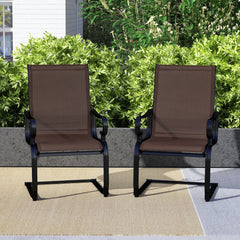 Set of 2 Patio Chairs with Quick-drying and Breathable Fabric for Backyard-Brown