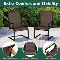 Set of 2 Patio Chairs with Quick-drying and Breathable Fabric for Backyard-Brown