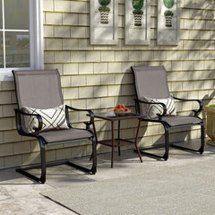 Set of 2 Patio Chairs with Quick-drying and Breathable Fabric for Backyard-Gray