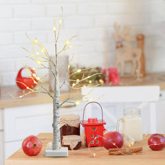Set of 2 Mini White Birch Twig Trees, 24 Inch Battery Powered with 24 LEDs Each