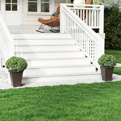 Set of 2 Square Taper Planter with Removable Inner Bucket and Optional Drainage Hole-S