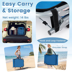 Set of 2 Folding Tanning Chairs with 4 Level Backrests, Blue