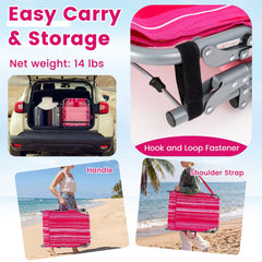Set of 2 Folding Tanning Chairs with Locking Backrests, Pink Stripe