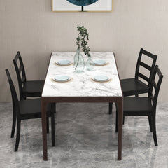 Set of 2 Ladder Back Dining Chairs with Wood Seat, Black