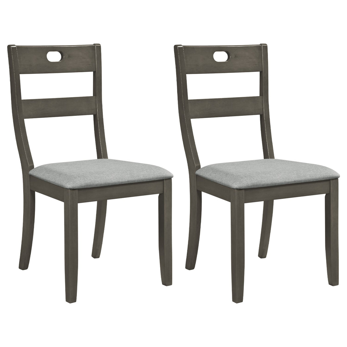Set of 2 Grey Dining Chairs with 19.5 Inch Wide Padded Seat and Rubber Wood Frame