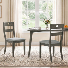 Set of 2 Grey Dining Chairs with 19.5 Inch Wide Padded Seat and Rubber Wood Frame