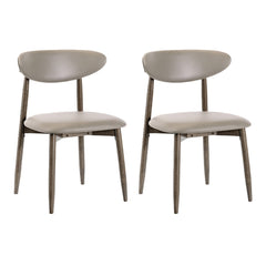 Set of 2 Mid Century Dining Chairs with Curved Floating Backrest, Grey Faux Leather
