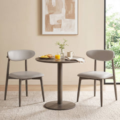 Set of 2 Mid Century Dining Chairs with Curved Floating Backrest, Grey Faux Leather