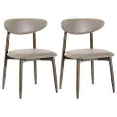 Set of 2 Mid Century Dining Chairs with Curved Floating Backrest, Grey Faux Leather