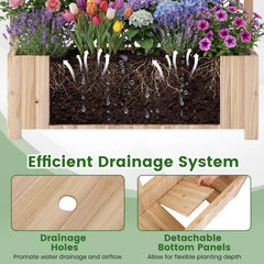 Set of 2 Wooden Raised Garden Bed with Trellis 71 inches Outdoor Planter Box Privacy Screen-Natural