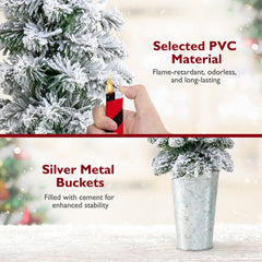 Set of 3 Pre-Lit Snow Flocked Pencil Christmas Trees, 3 FT 4 FT and 5 FT with 230 LEDs