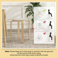 Set of 4 Stackable Bentwood Stools with White Round Seat, 18 Inch