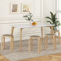 Set of 4 Stackable Bentwood Stools with Patterned Round Seat, 18 Inch