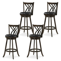 Set of 4 Bar Height Swivel Stools with Hollowed Backs in Grey, 30.5 Inch Seat