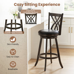 Set of 4 Bar Height Swivel Stools with Hollowed Backs in Grey, 30.5 Inch Seat