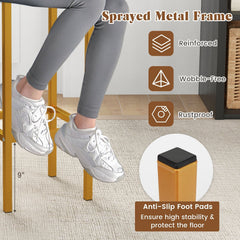 Set of 4 Backless Counter Stools with White Seats and Gold Metal Legs, 26 Inch