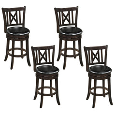 Set of 4 Swivel Counter Stools with Cut X Backs and Black Seats, 26 Inch Seat