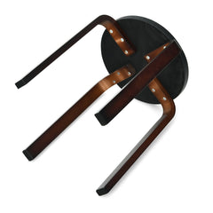Set of 4 Stackable Bentwood Stools with Padded Black PU Seat, 18.5 Inch