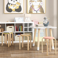 Set of 4 Stackable Bentwood Stools with Round Tops in Four Colours, 18 Inch Seat