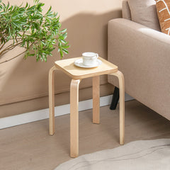 Set of 4 Stackable Square Stools in Mixed Pastel Colours, Poplar and Birch, 18 Inch