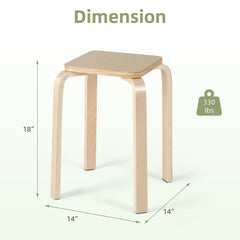 Set of 4 Stackable Square Stools in Mixed Pastel Colours, Poplar and Birch, 18 Inch