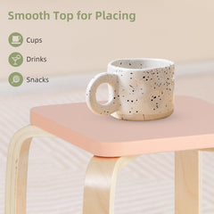 Set of 4 Stackable Square Stools in Mixed Pastel Colours, Poplar and Birch, 18 Inch