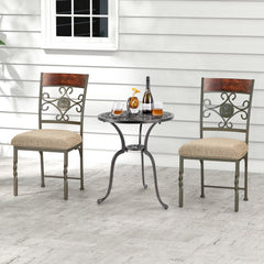 Set of 4 Metal Frame Dining Chairs with Scrollwork Back and Padded Seat