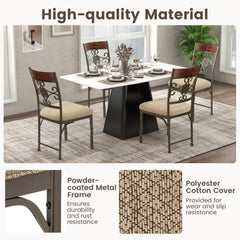 Set of 4 Metal Frame Dining Chairs with Scrollwork Back and Padded Seat