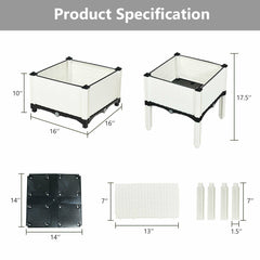 Set of 4 Elevated Planter Boxes in White, Self Watering Raised Garden Bed Kit