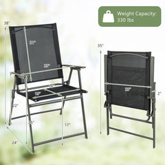 Set of 4 Patio Folding Chair Set with Rustproof Metal Frame-Black