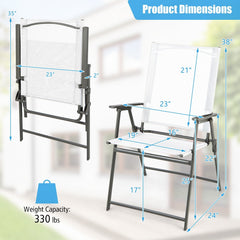 Set of 4 Patio Folding Chair Set with Rustproof Metal Frame-White