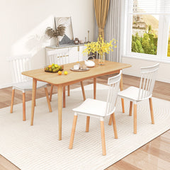 Set of 4 Windsor Dining Chairs with Spindle Backs and Beech Legs, White