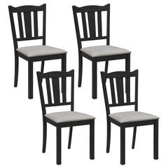 Set of 4 Black Dining Chairs with Hollow Back and Padded Grey Seat