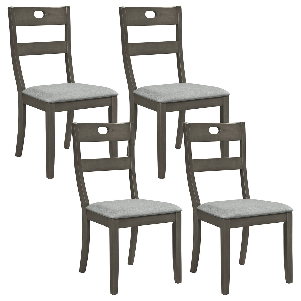 Set of 4 Grey Dining Chairs with 19.5 Inch Wide Padded Seat and Rubber Wood Frame
